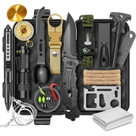 Gifts for Men Him Dad Survival Kit and Equipment 25 Pcs Valentines Gifts for him Christmas Stocking Stuffers Camping Essentials Survival Gear Cool Gadgets for Men
