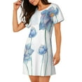 thumbnail image 2 of Haiem Pale Blue Lotus Flowers Print Women’s Short-sleeved Nightdress – Comfortable and Loose-Fit Sleepwear, Soft Cotton Sleep Shirt for Relaxing, Casual Nightdress, 2 of 6