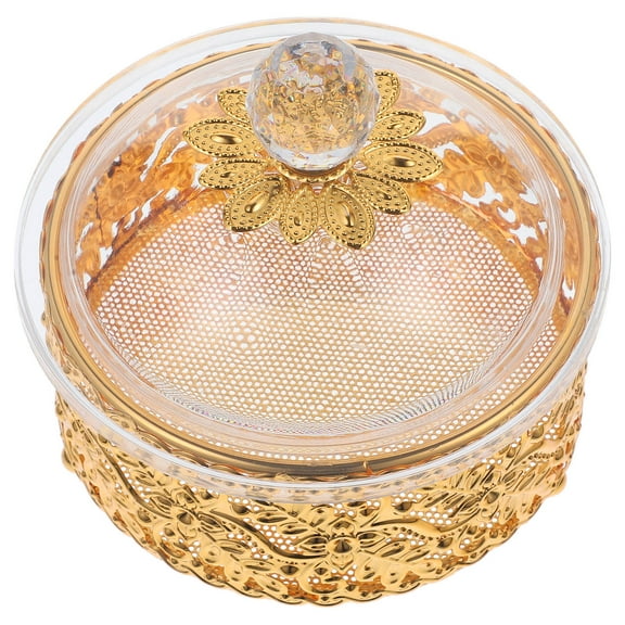 GAXIRE Golden Vintage Cookie Jar for Kitchen Decor and Food Storage, Rustic Style Ceramic Container