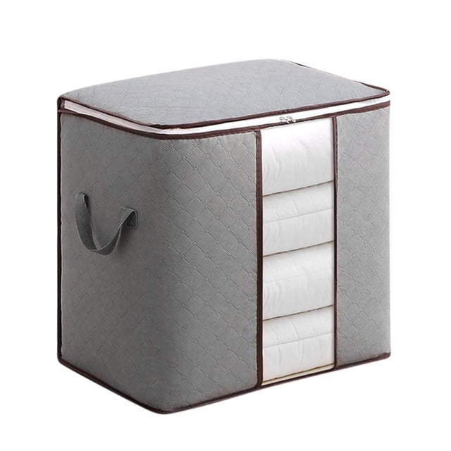 Fiudx Bolsa de Almacenamiento, Orgánica Organizable, Caja de Mantas de Tela Gruesa, Soporte Transparente para Colchas con Ventana, Ideal para Armarios y Dormitorios, Solución para Dormitorios, Diseño