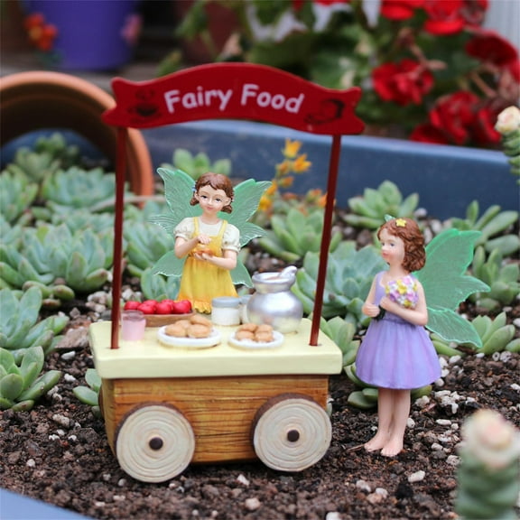 Fairy Garden Accessories,Fairy Garden Girls and Trolley Statue,Glow in The Dark Fairies Girl Statue,Fairies Micro Landscape Ornaments,Gift Ideas