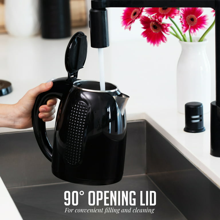 OVENTE Portable Electric Kettle Stainless Steel Instant Hot Water Boiler  Heater 1.7 Liter 1100W Double Wall Insulated Fast Boiling with Automatic  Shut Off for Coffee Tea & Cold Drinks, White KD64W 