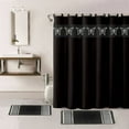 thumbnail image 1 of 15-P NAVY BUTTERFLY ANGEL Bathroom Bundle Mat Set  2 (Two) Embossed Thick Bath Rugs  1 (One) Embroidery Shower Curtain and 12 Fabric Covered Rings Included (Navy), 1 of 6