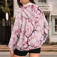 thumbnail image 3 of Yuyamidu Cherry Blossom Hoodie Sweat Shirts for Womens Zip Up Hoodies Oversized Sweatshirt with Pockets Womens Jackets Casual Long Sleeve Round Neck Sweatshirt 2XL, 3 of 7