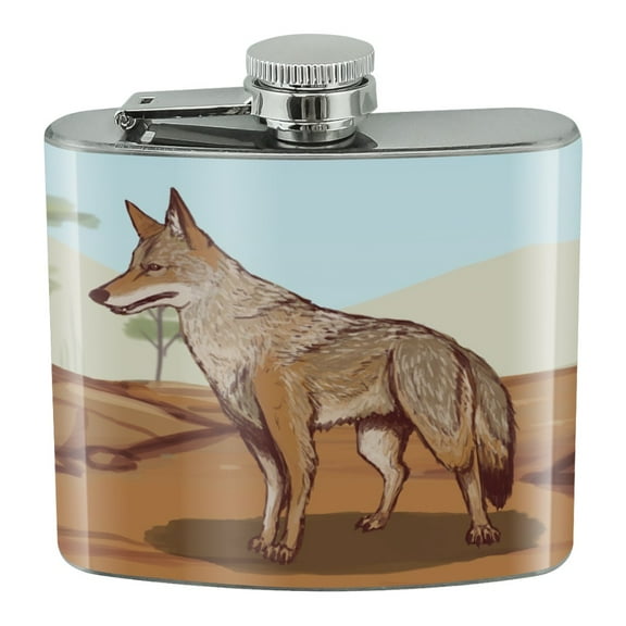 Coyote in the Wild Stainless Steel 5oz Hip Drink Kidney Flask