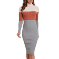 thumbnail image 3 of PrettyGuide Women's Turtleneck Sweater Dress Long Sleeve Ribbed Knit Stretch Midi Bodycon Dresses, 3 of 7