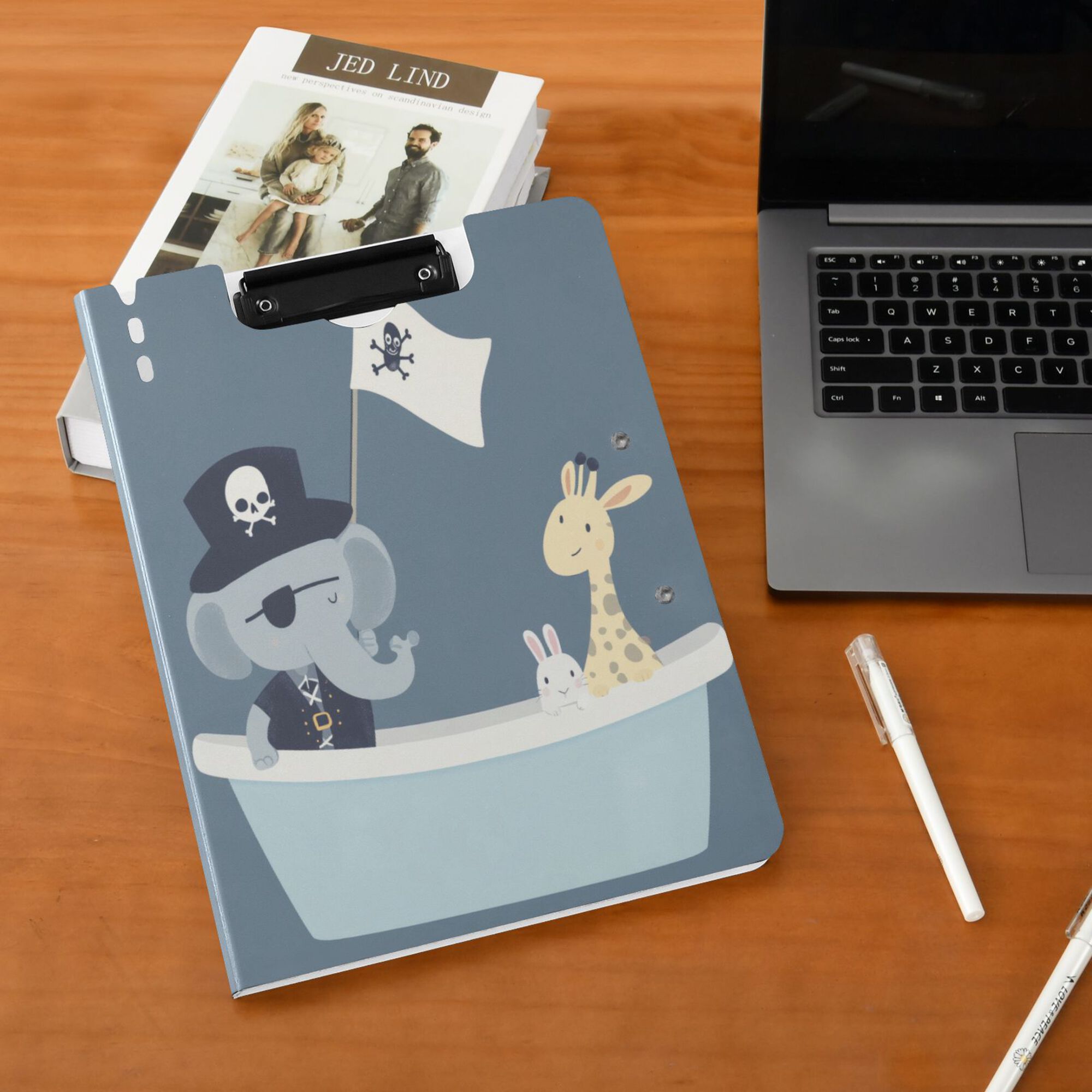 FORMRS A4 Clipboard Folder with Pen Holder Horizontal Foldable School Office Binder, Cute Animals