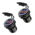 thumbnail image 1 of 2X Quick Charge 3.0 Dual 12V USB Car Charger, Aluminum Socket with Switch Button and Red Digital Voltmeter, Waterproof, 1 of 6
