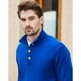 thumbnail image 4 of Kallspin Men's Mock Neck Sweater Wool Blend Midweight Quarter-Button Long Sleeve Knit Pullover(Royal Blue,X-Large), 4 of 6