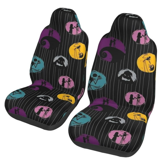 Car Seat Covers Set of 2, The Nightmare Before Christmas Seat Protector Cover Universal Front Vehicle For Truck Van SUV
