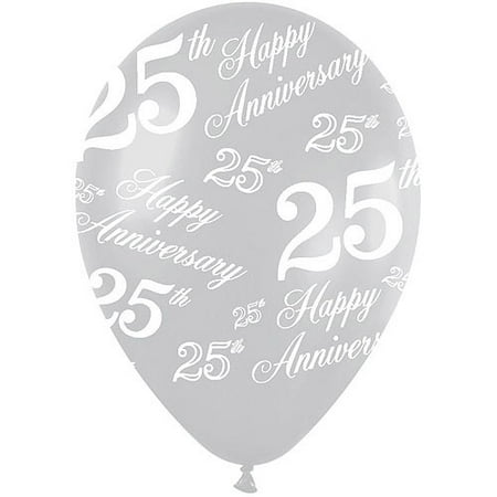 25th Silver Anniversary Latex Balloons