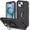 Black, variant on MonsDirect for iPhone 15 Plus Case, 3 Layers Case with Finger Ring Kickstand - [Full Body Protection] Hard PC Shell & Soft TPU Bumper Shockproof Cover for Apple iPhone 15 Plus 6.7 inch 2023, Mint