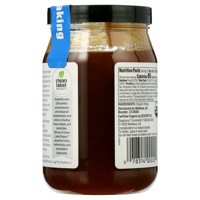 Madhava Organic Unfiltered Creamed Honey, 22oz Jar from Wildflower