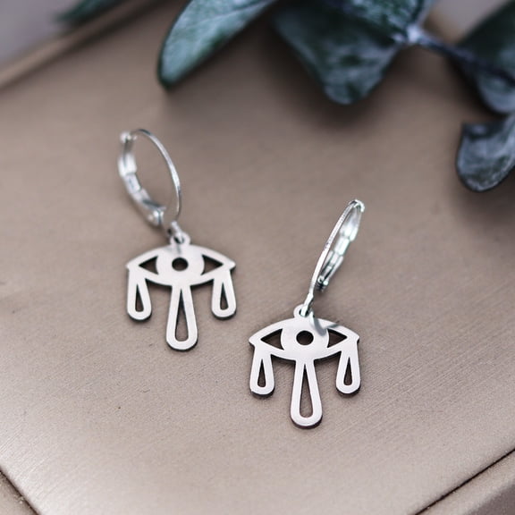 Stainless Steel Eye Earrings Geometry Charms Jewelry for Men