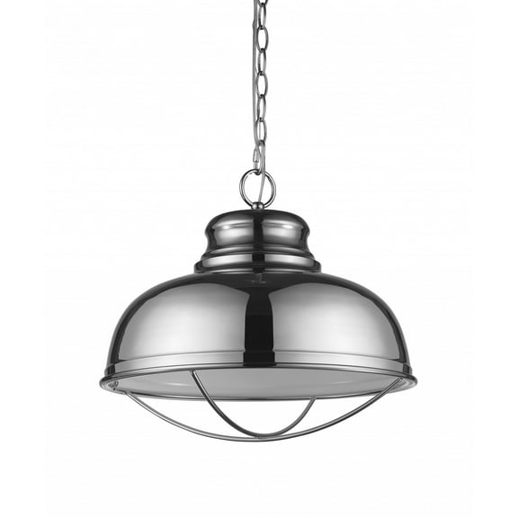 Ansen 1-Light Polished Nickel Pendant With Gloss White Interior Shade
