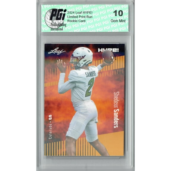 Shedeur Sanders 2024 Leaf HYPE! #155 Gold Shimmer 1/1 Rookie Card PGI 10