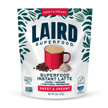 Laird Superfood Instant Latte 100% Arabica Coffee Sweet & Creamy  Non-Dairy  Superfood Creamer  Gluten Free  Non-GMO  Vegan  8 oz. Bag  Pack of 1