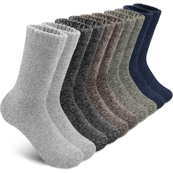 SIMIYA 5 Pairs Merino Wool Socks for Men,Thick Winter Wool Hiking Socks,Warm Breathable Crew Mens Socks(Fit USA Size 7-13