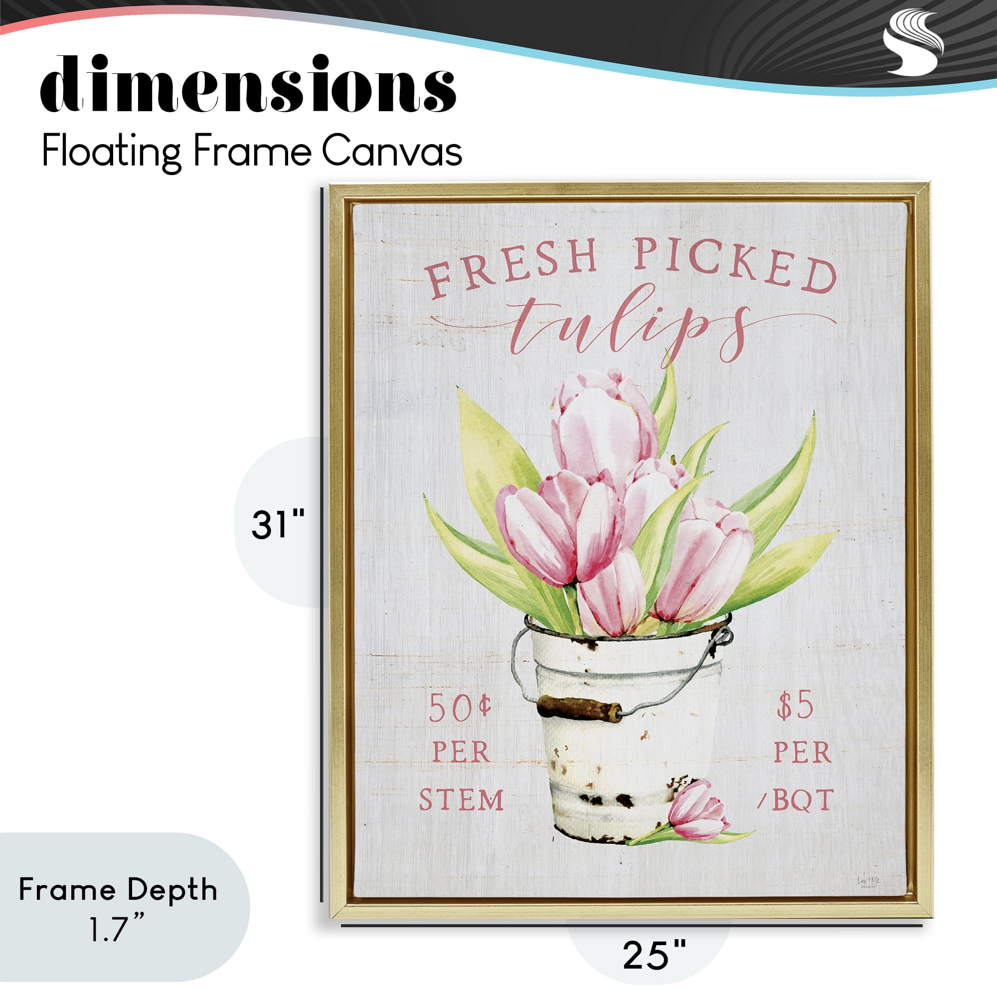 Stupell Industries Antique Fresh Picked Tulips Gold Framed Floater Canvas Wall Art, design by Lux + Me Designs