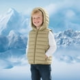 thumbnail image 2 of Teen Boys Puffer Vest Hooded Jacket Green Down Vest Zipper Lightweight Waterproof Sleeveless Outwear Girl Vest 11-12 Years, 2 of 7