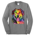 thumbnail image 3 of Smiling Dog | Colorful Neon Golden Retreiver | Dean Russo Art Animal Lover Mens Long Sleeve Shirt, Heather Grey, Medium, 3 of 6