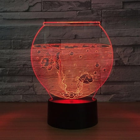 

YSTIAN Fish Tank Shape Acrylic 3D Night Light Led Illusion USB RGB Night Light Desk Lamp Home Decor Holiday Gift Atmosphere Decor Lamp Decoración De Dormitorio De Luz De Noche Led