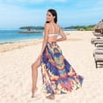 thumbnail image 6 of FORMRS Womens Long Sarong Beach Wrap Semi-Sheer Bikini Skirt Bathing Swimsuit Cover Up, Colorful Abstract Eagle, 6 of 7
