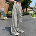 thumbnail image 2 of Straight Leg Sweatpants Women Women High Waist Wide Leg Pants With Studs Comfort Stylish Outfits Womens Sweat Pants Grey L, 2 of 5