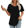 thumbnail image 4 of Offres de la Semaine Cagogo Chemise Décontractée Élégante pour Femmes en Liquidation à Moins de 10 $ Hauts d'Été Plissés devant Manches Courtes T-Shirts Col Rond Tuniques de Printemps Cadeaux de Collation des Grades pour Elle, 4 of 8