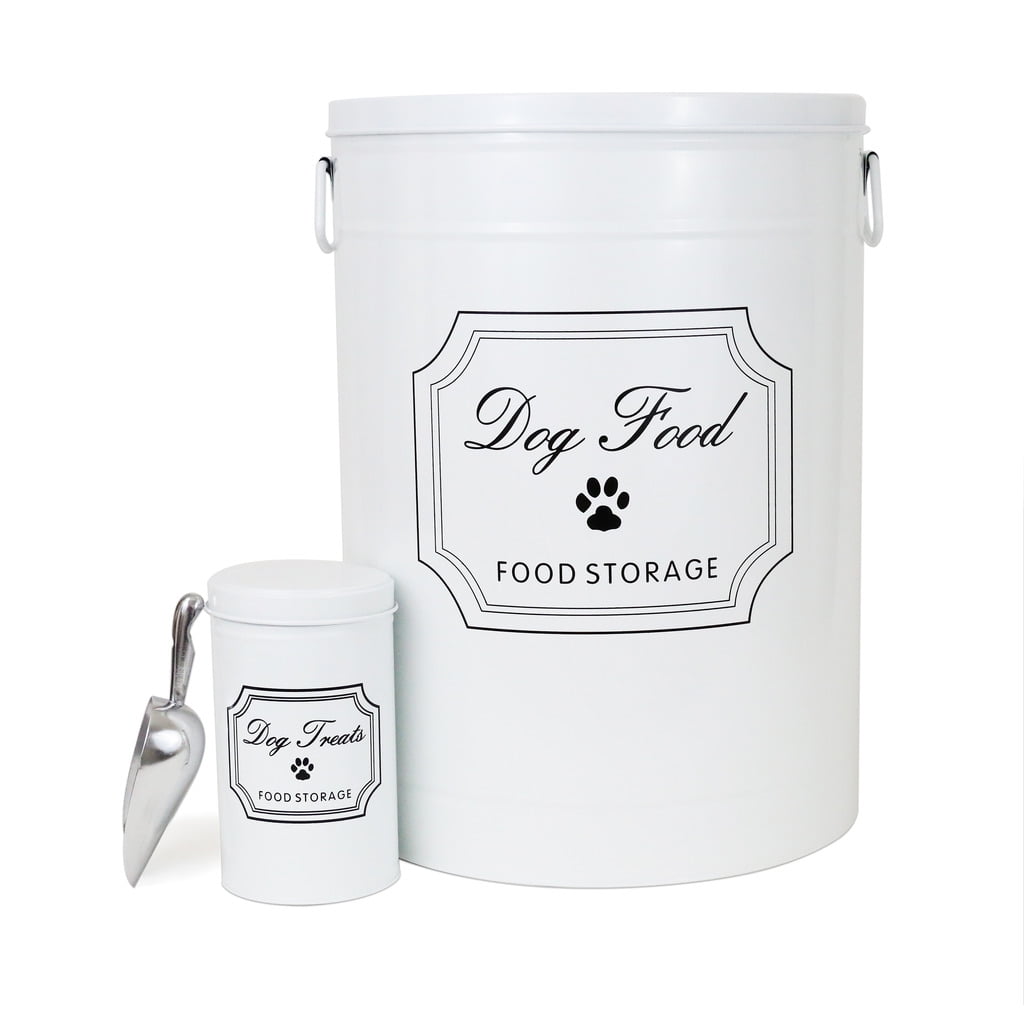 white dog food container
