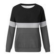thumbnail image 4 of Spring Savings Clearance Lindreshi Sweatshirts for Women Loose Fit Clearance Women's Fashion Solid Loose Round-Neck Long Sleeve Pocket Blouse Sweater Tops, 4 of 5