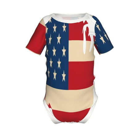

Coaee American Flag Map for Soft Baby Short-Sleeve Bodysuit Baby Climbing Clothes Baby Girls Boys Bodysuit Romper-9M