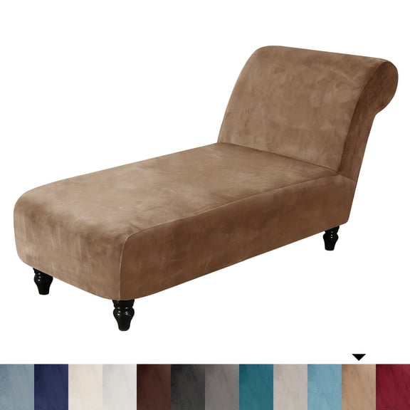 AIGIA Velvet Armless Lounge Chaise Slipcover Stretch Chaise Couch Cover Furniture Cover Recliner Sofa Slipcover