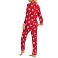 thumbnail image 3 of LINGLANG Christmas Pajamas For Women Set Flannel Long Sleeve Button Down Top With Long Pants Comfortable Cozy Nights Xmas Print Pjs Sleepwear Loungewear Nightwear Nightclothes Homewear, 3 of 7