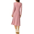 thumbnail image 3 of Vestidos de punto INSPIRE CHIC para mujer, vestido midi de manga larga con escote en V profundo, corte A, color rosa, 3 of 5