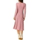 thumbnail image 3 of Vestidos de punto INSPIRE CHIC para mujer, vestido midi de canalé con profundo escote en V, manga larga, envolvente, corte A, talla XS, color rosa, 3 of 5