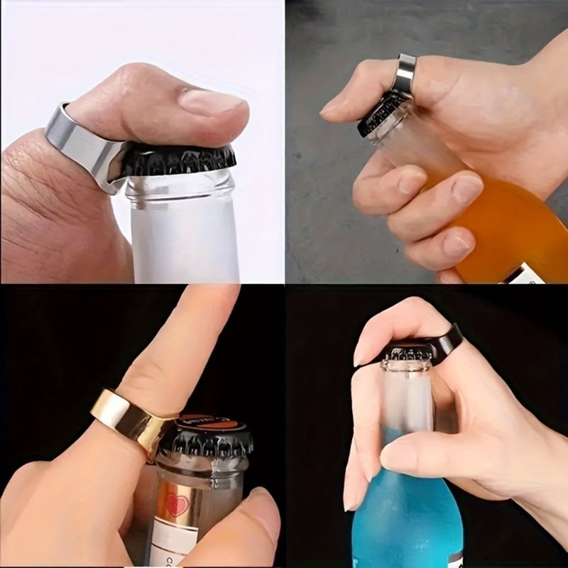 4pcs Creative Bottle Opener Stainless Steel Ring Beer Can Opener Bottle Opener Ring Gadget Cool Kitchen Accessories Bar&home Use
