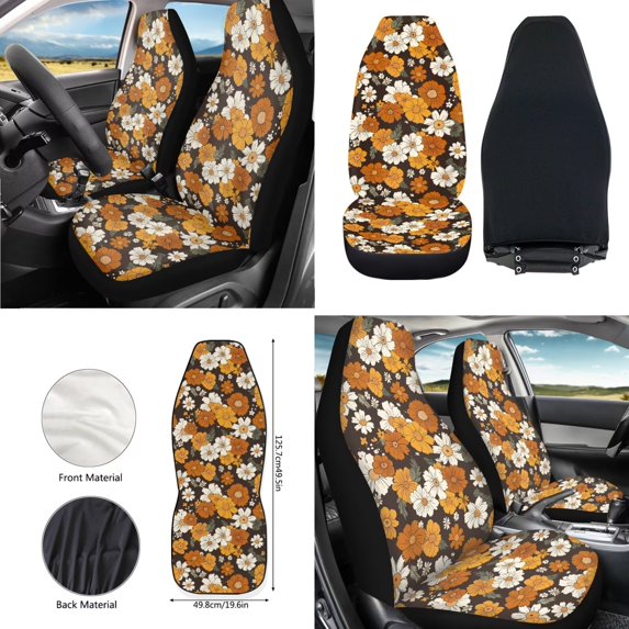 HUIACONG Daisy 12 Pcs Car Seat Cover Car Steering Wheel Cover Auto Seat Belt Cover Car Garbage Can Car Organizer Car Armrest Cover Pad Car Coasters Keychain Fit for Most Car SUV