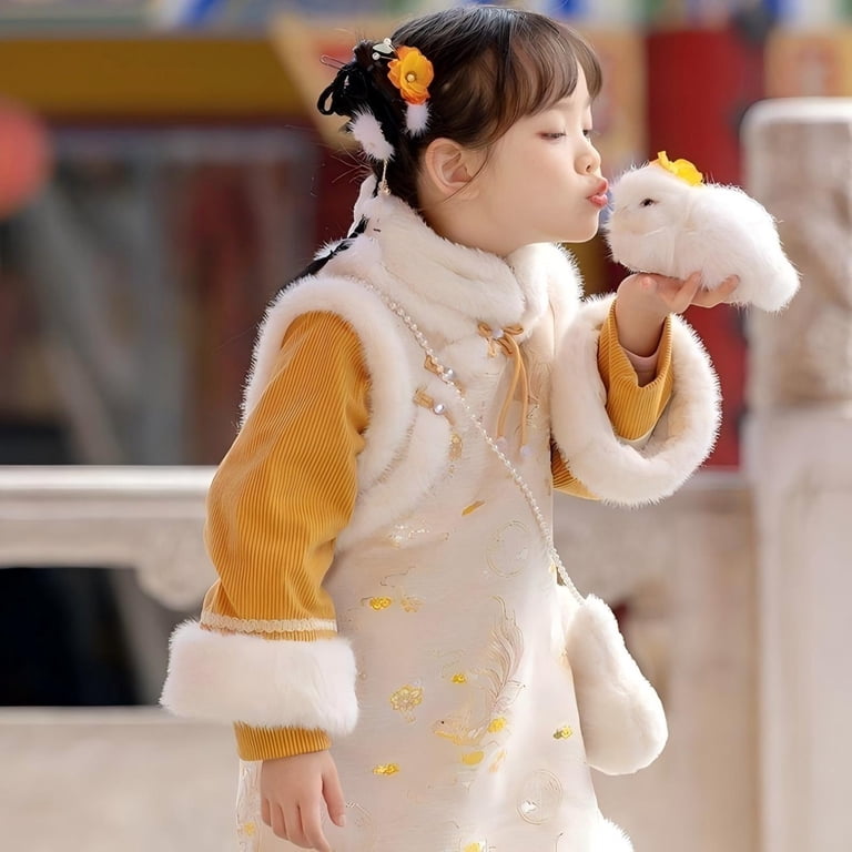 Otqutp Little Girls Fleece Lined Cheongsam Dress Long Sleeve Cute Chinese New Year Dress Traditional National Qipao ang Suit, Infant Unisex, Size: 18- Otqutp Little Girls Fleece Lined Cheongsam Dress Long Sleeve Cute Chinese New Year Dress Traditional National Qipao ang Suit, Infant Unisex, Size: 18-