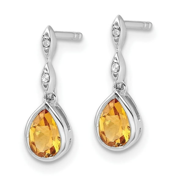 Auriga Fine Jewelry Sterling Silver Rhodium-plated Diamond and Citrine Stud Earrings for Women