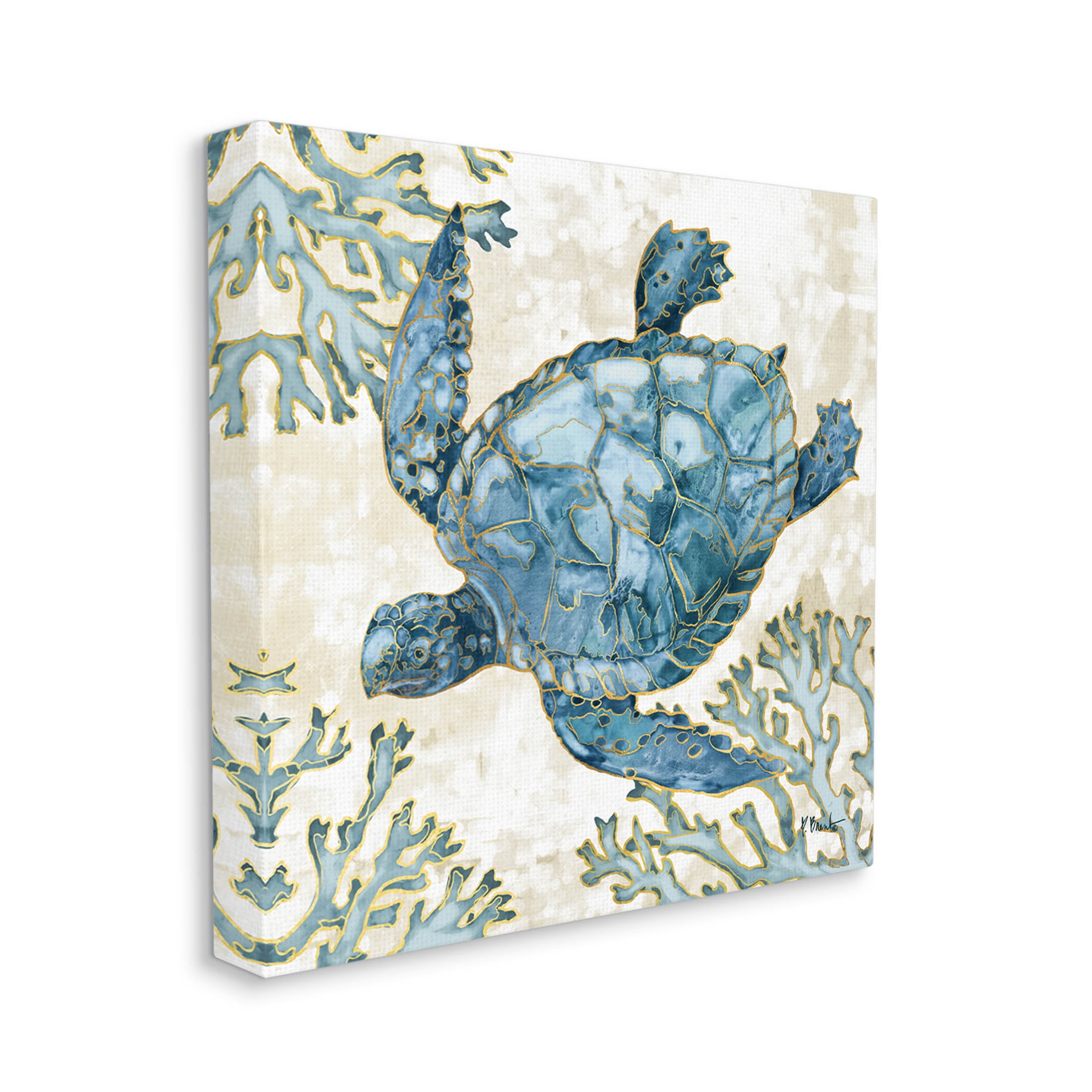 Stupell Industries Playa Sealife Blue Sea Turtle Graphic Art Gallery Wrapped Canvas Print Wall Art, Design by Paul Brent