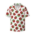 thumbnail image 3 of Goofa Hand Drawn Strawberry Printed Men's Casual Short-sleeved Shirt,Lightweight Breathable Button-down,Summer Casual men's top,Versatile Fashion shirt-Small, 3 of 7