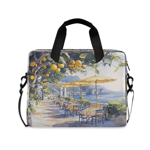 16inch Laptop Briefcase, Business Laptop Bag with Detachable Strap & Padded Compartment, Water-Resistant Polyester,Outdoor Scenery