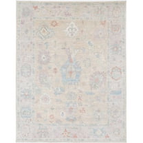 Hand Knotted Oushak Wool Rug - 8'11'' x 11'9''