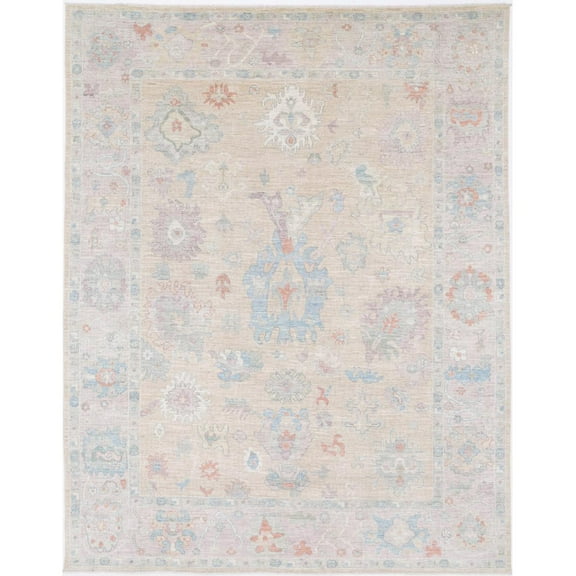 Hand Knotted Oushak Wool Rug - 8'11'' x 11'9''