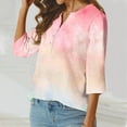 thumbnail image 6 of HADST Women's Summer Tops - Summer Tie Dye Button V Neck 3/4 Sleeves Tops Cotton Tops for Women, 6 of 6