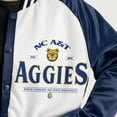 thumbnail image 4 of Women's Gameday Couture Navy North Carolina A&T Aggies Oversized Inner Drive Varsity Rhinestone Full-Snap Bomber Jacket, 4 of 5
