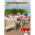 thumbnail image 4 of Outdoor Tablecloth with Umbrella Hole and Zipper, Red Christmas Rectangle Table Cloth 60x102 Inch Waterproof Tablecloth, Winter Snowman Pine Tree Berry Snowflakes Picnic Table Cover for Patio Camping, 4 of 7