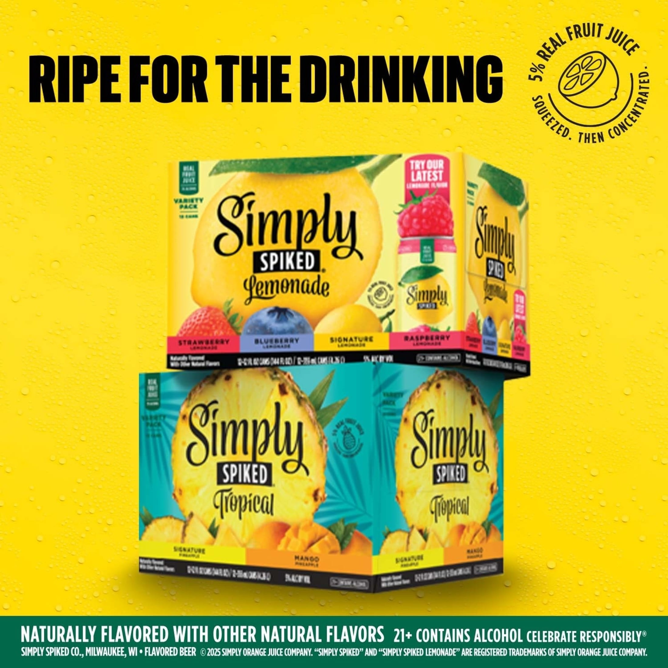 Simply Spiked Tropical Variety pack, 12 pack, 12 fl oz Aluminum Cans, 5% ABV