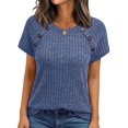 thumbnail image 2 of Women'S Short Sleeve Shirts Business Casual Blouses Dressy Work Tunic Top Sweaters Fashion Clothes Blue S, 2 of 7